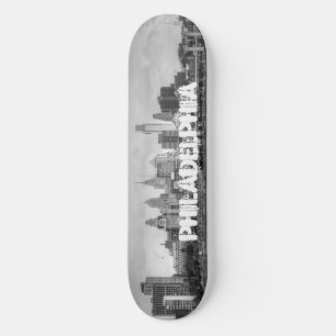 Philadelphia skyline i svartvitt skateboard bräda 20 cm