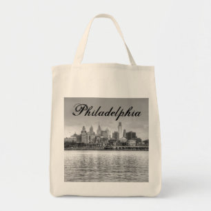 Philadelphia skyline i svartvitt tygkasse