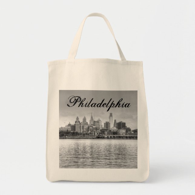 Philadelphia skyline i svartvitt tygkasse (Framsidan)