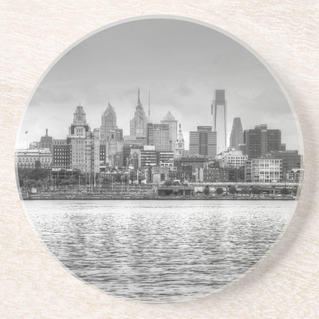 Philadelphia skyline i svartvitt underlägg sandsten (Framsidan)