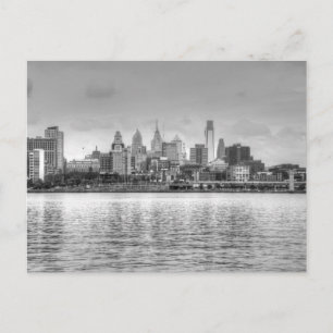 Philadelphia skyline i svartvitt vykort