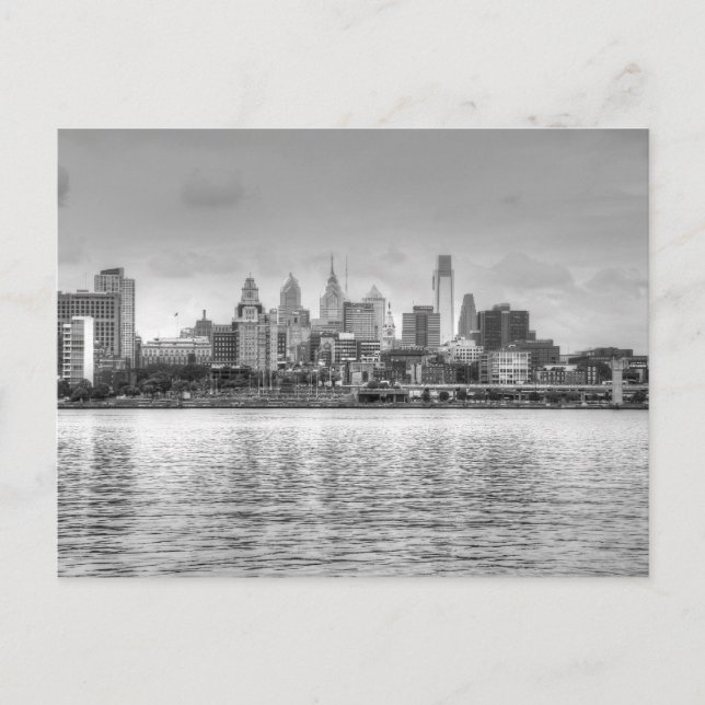 Philadelphia skyline i svartvitt vykort (Framsida)