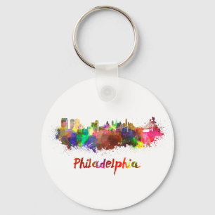 Philadelphia skyline i vattenfärg nyckelring