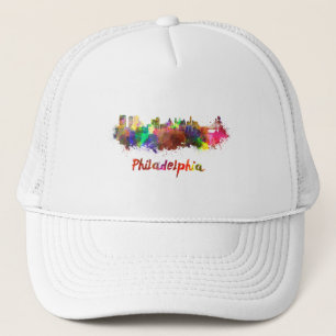 Philadelphia skyline i vattenfärg truckerkeps