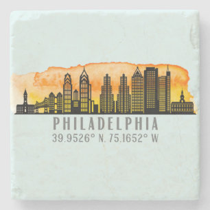 Philadelphia Skyline Karta samordnare Stenunderlägg