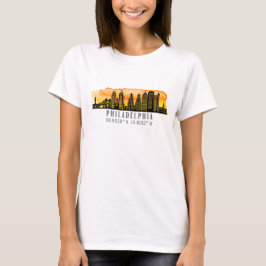 Philadelphia Skyline Karta samordnare T Shirt