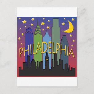 Philadelphia Skyline nattliv Vykort