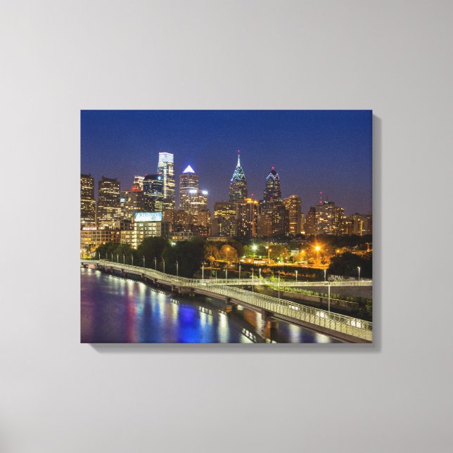 Philadelphia Skyline på natten Canvastryck (Framsida)