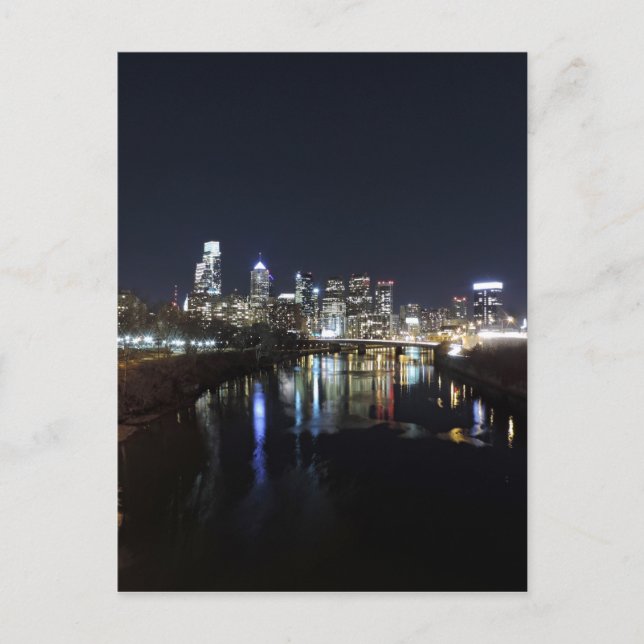 Philadelphia Skyline på natten Vykort (Framsida)