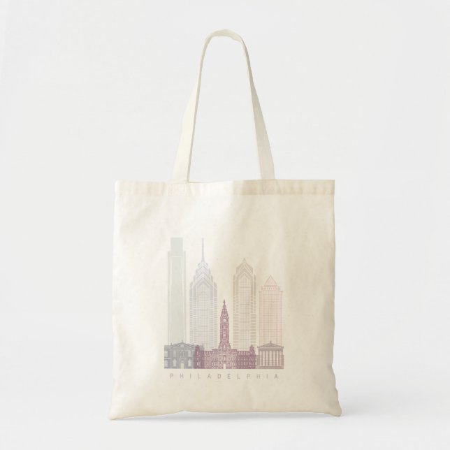 PHILADELPHIA SKYLINE POSTER PASTEL TYGKASSE (Framsidan)