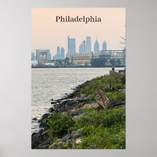 Philadelphia Skyline Riverside View Affisch