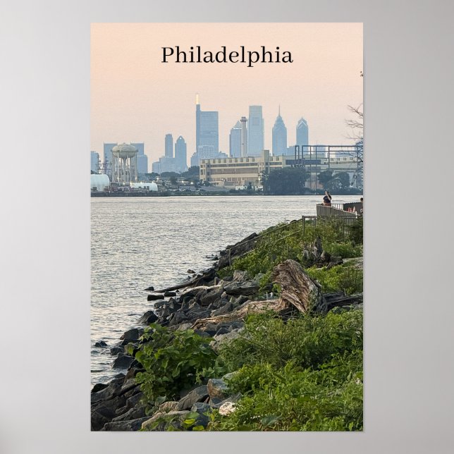 Philadelphia Skyline Riverside View Affisch (Framsidan)