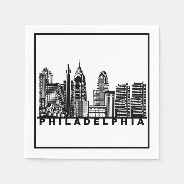 Philadelphia Skyline Silhouette  Pappersservett (Framsidan)