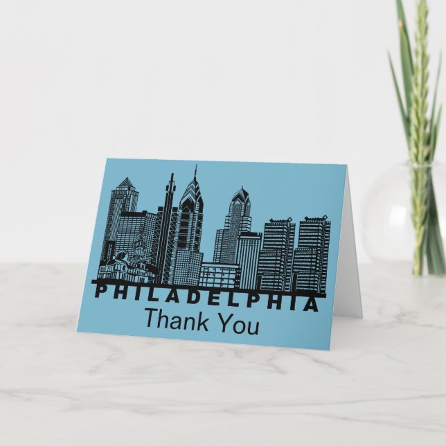 Philadelphia Skyline Silhouette  Tack Kort (Framsida)