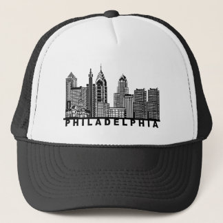 Philadelphia Skyline Silhouette  Trucker Hat Keps