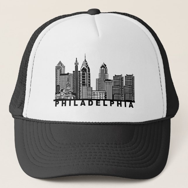 Philadelphia Skyline Silhouette  Trucker Keps (Framsida)