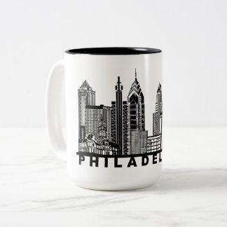 Philadelphia Skyline Silhouette  Två-Tonad Mugg
