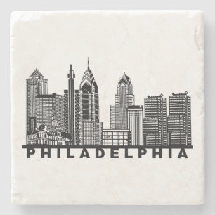 Philadelphia Skyline Silhuett Stenunderlägg