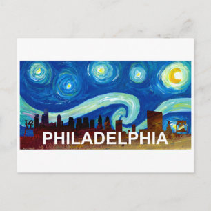 Philadelphia Skyline Starry Night Van Gogh Insp. Vykort