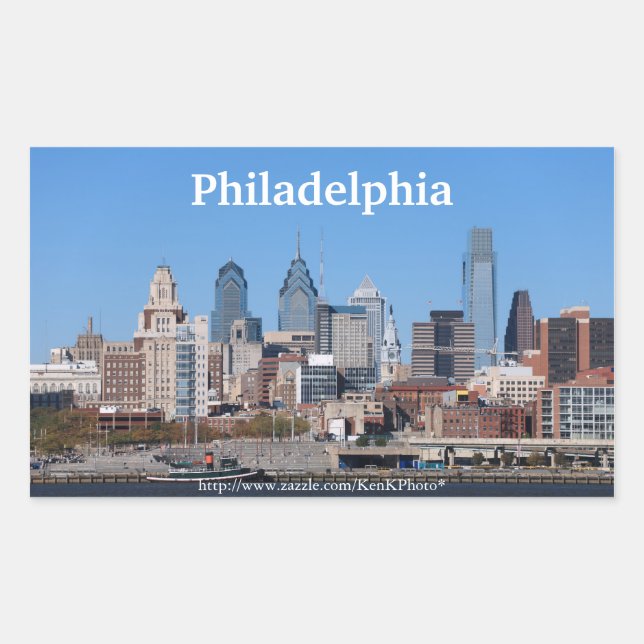 Philadelphia Skyline Sticker Rektangulärt Klistermärke (Framsida)