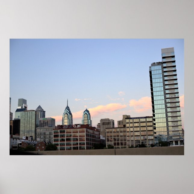 Philadelphia Skyline Sunset Photo Poster (Framsidan)