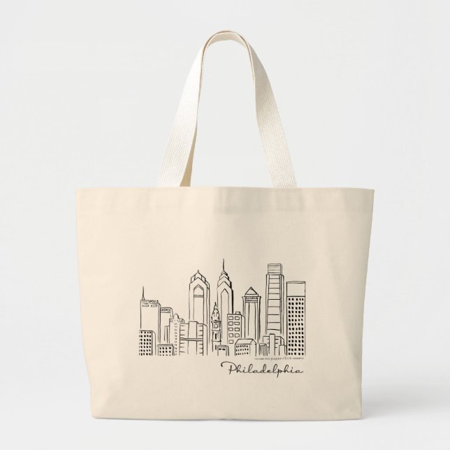 Philadelphia Skyline Tote Bag - Jumbo/Stor Storlek Jumbo Tygkasse (Framsidan)