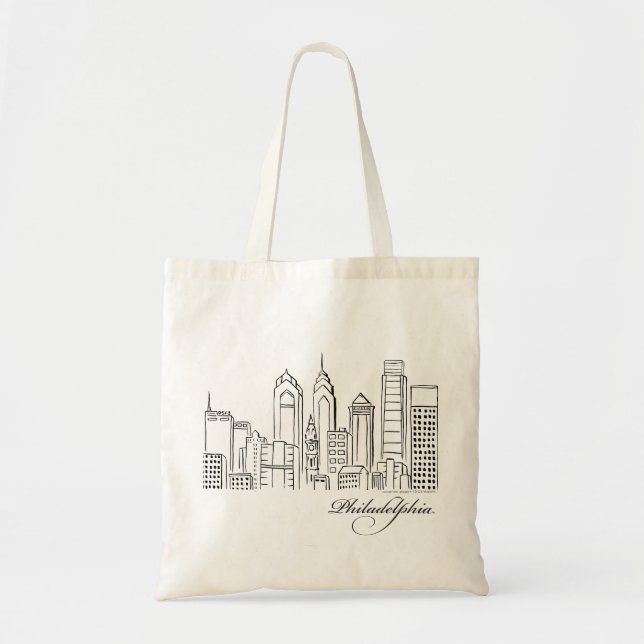 Philadelphia Skyline Tote Bag Tygkasse (Framsidan)