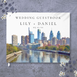 Philadelphia Skyline Watercolor Wedding Gästböcker