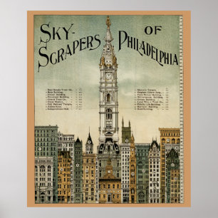 Philadelphia skyscraper (vintage affisch 1898)