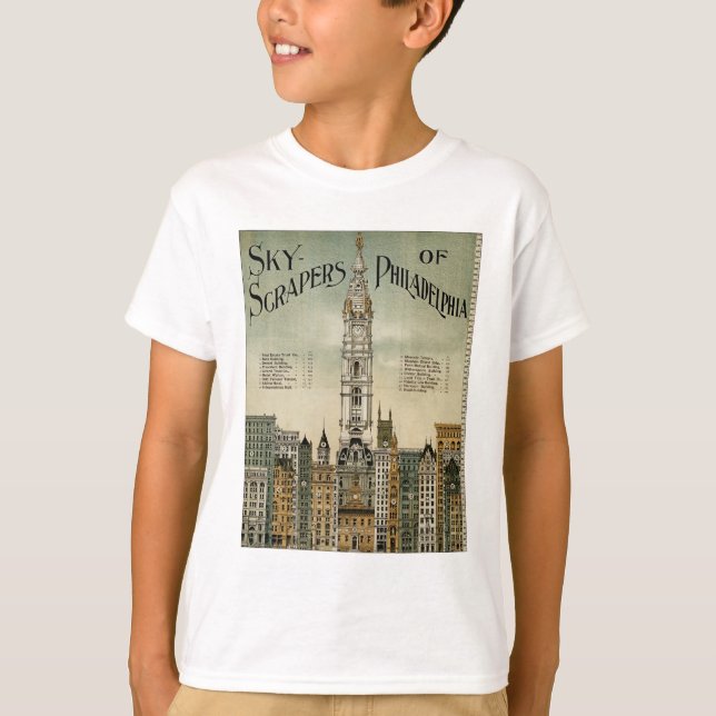 Philadelphia skyscraper (vintage affisch 1898) tee shirt (Framsida)