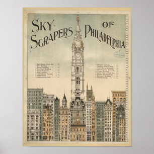 philadelphia skyscraper vintage affisch från 8.99