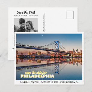 Philadelphia Spara Datum Retro Skyline Postkort Vykort