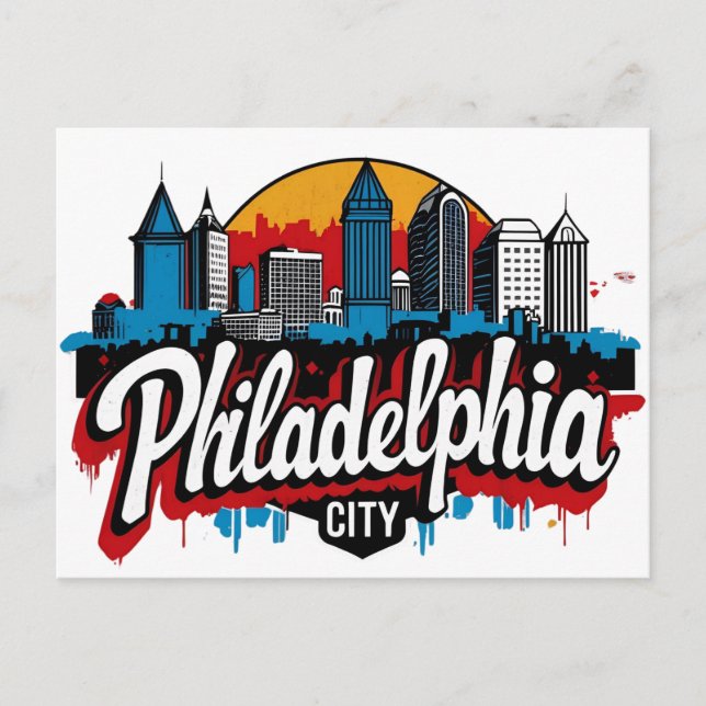 Philadelphia Stad Pennsylvania USA retro siluett Vykort (Framsida)