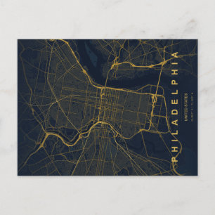 Philadelphia stads karta Minimal vykort