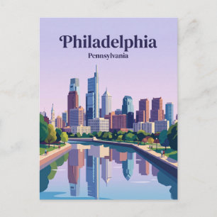 Philadelphia Stadssiluett USA Vykort