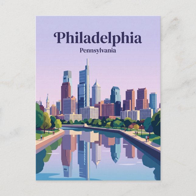 Philadelphia Stadssiluett USA Vykort (Framsida)