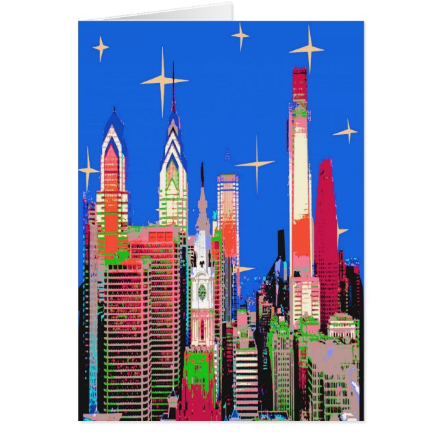 Philadelphia Starry Night Hälsningskort (Framsidan)