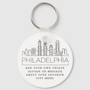 Philadelphia Stylized Skyline Anpassningsbar Slo Nyckelring