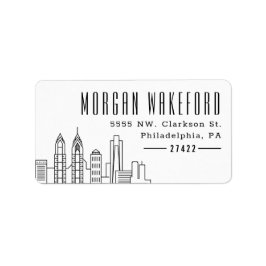 Philadelphia Stylized Skyline Large Address Label Adressetikett