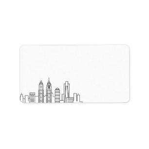 Philadelphia Stylized Skyline Tom etikett Adressetikett