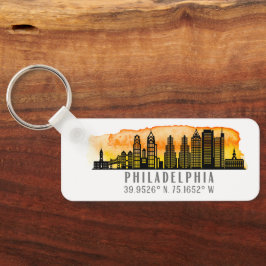 Philadelphia Sunset Skyline Karta samordnare Nyckelring