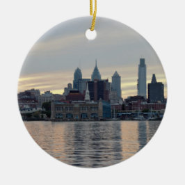 Philadelphia Sunset Skyline Photo Julgransprydnad Keramik