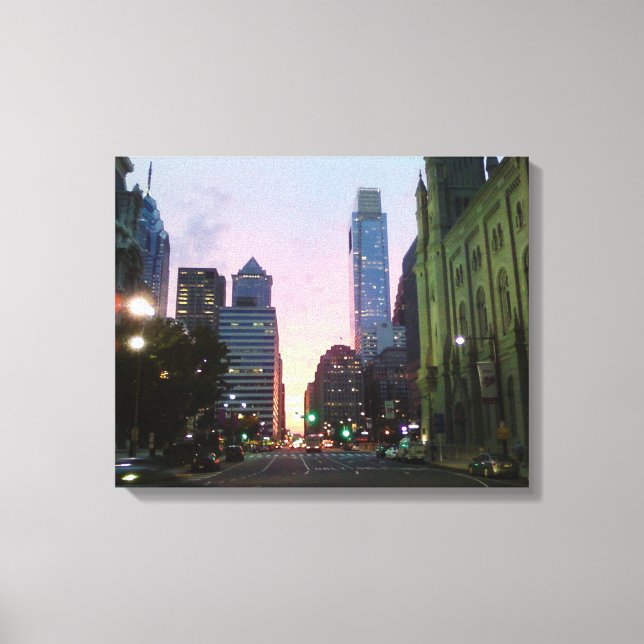 Philadelphia Sunset Wrapped Canvas Bild (Framsida)