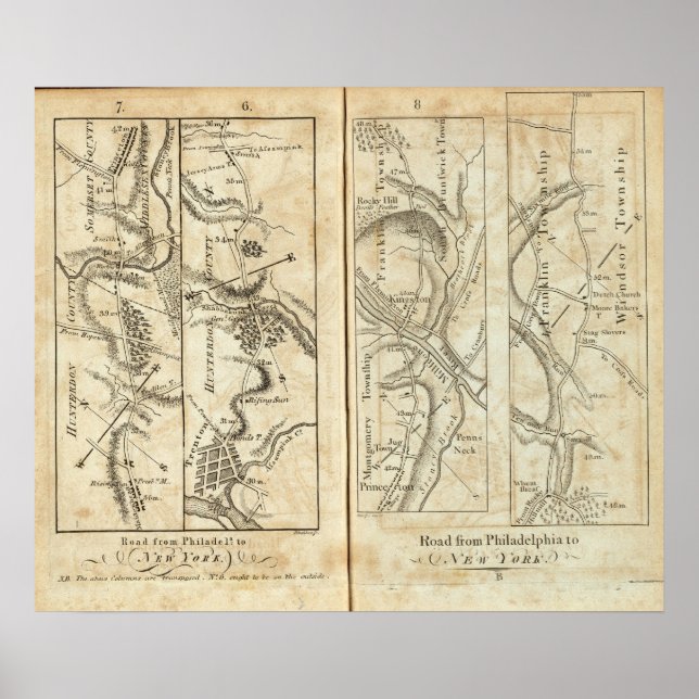 Philadelphia till New York Road Karta 2 Poster (Framsidan)