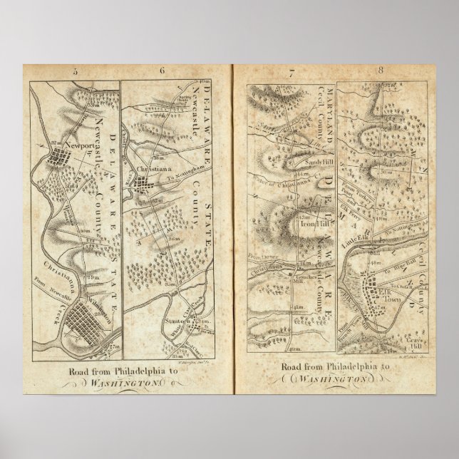 Philadelphia till Washington Road Karta 2 Poster (Framsidan)