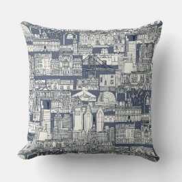 Philadelphia toile blå indigo kudde