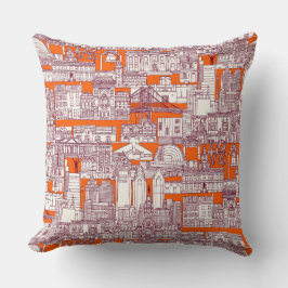 Philadelphia toile hot orange claret kudde