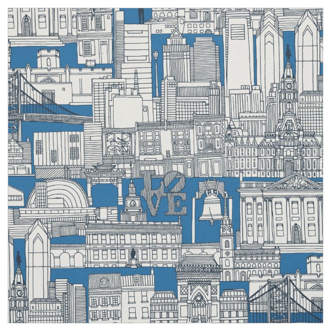 Philadelphia toile koboltindigo tyg (Provkarta)