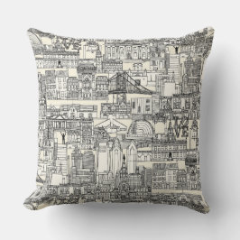 Philadelphia toile pearl black kudde