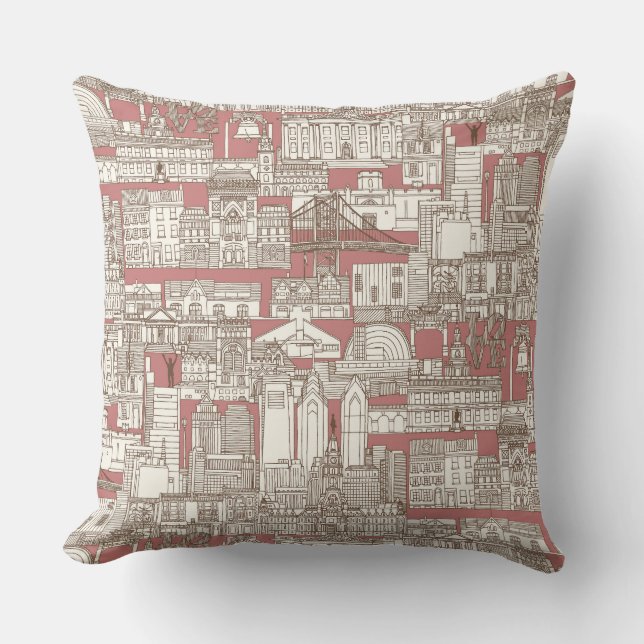 Philadelphia toile rose chocolate kudde (Framsida)